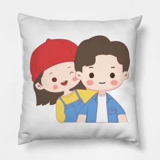 cute cartoon couple Pillow