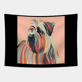 Retro Briard: Pastel Pup Revival Tapestry