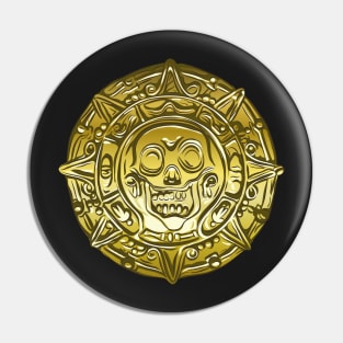 Gold Money pirate coin with a skull Pin