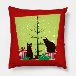 Black cats and Christmas Trees Pillow