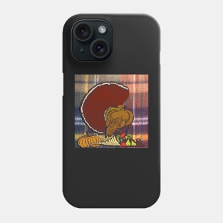 Vintage Thanksgiving Turkey on Flannel Look Background Graphic Design, available on many products Phone Case