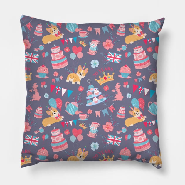 Queen's Platinum Jubilee Garden Tea Party Pillow by Auraya Studio