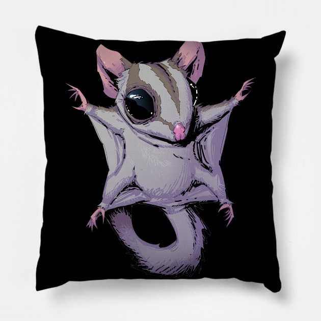 Cute Flying Sugar Glider Gift For Kids and Sugar Glider Lovers Pillow by Hutchew