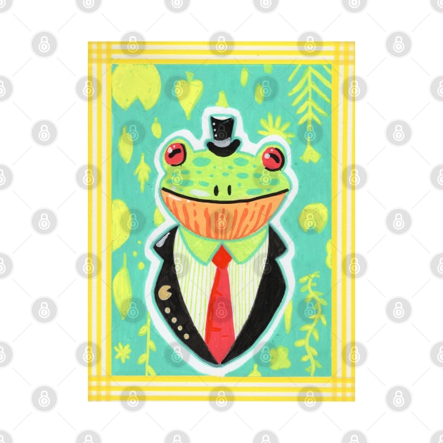 Dapper Green Tree Frog Man in a Tuxedo by narwhalwall