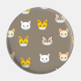 All Cats Wearing Masks Pattern Graphic illustration Mask Pin