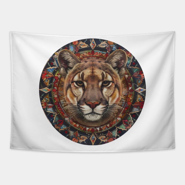 Mandala - Cougar Tapestry by aleibanez