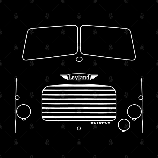 Leyland Octopus classic 1960s lorry white outline graphic by soitwouldseem