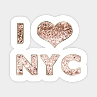 I heart NYC - rose gold glitter Magnet