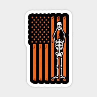 Patriotic Skeleton Holding Skull American Flag Halloween Gift Magnet