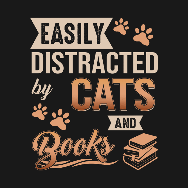 Easily Distracted Cats And Books by celestewilliey