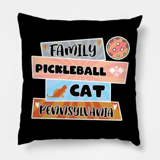 Vintage FAMILY Pickleball Cat PENNSYLVANIA this a special design for Pickleball Cat Lovers Pillow