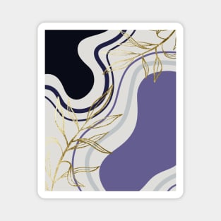 Abstract Shapes and Florals - Pastel Purple, Navy Blue, and Gold Magnet