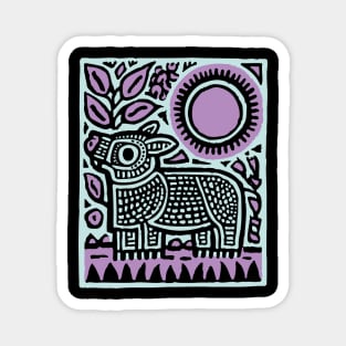 Aztec UFO | Ancient Aliens Funny Linocut Magnet