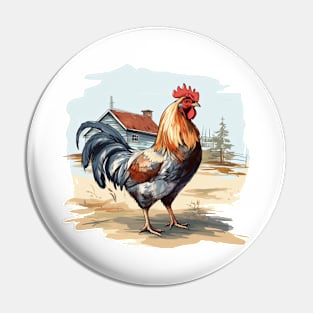 Colorful Rooster Pin