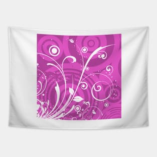 White Pink Floral Art Tapestry
