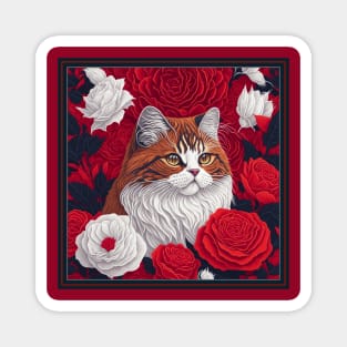 Ragamuffin cat. Style vector (red version ragamuffin cat) Magnet