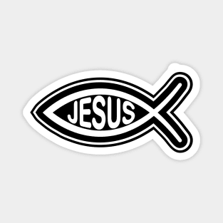 Jesus fish Christian religious symbol black and white Magnet