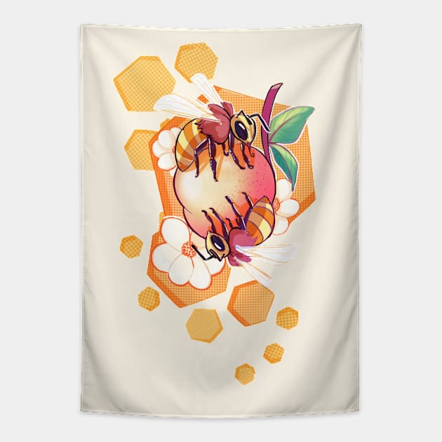 Bees & Apricot Tapestry by AshenShop