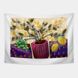 Purple Tablecloth and vase Tapestry