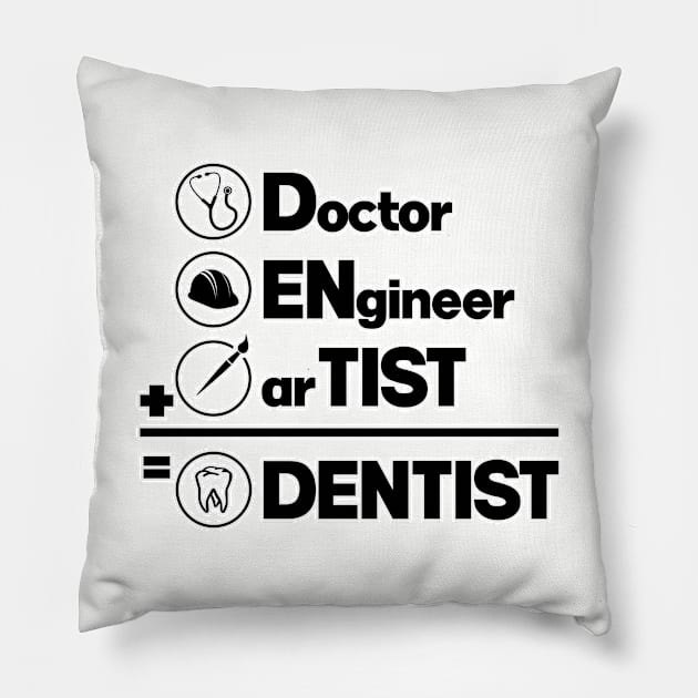 Dentist math - doctor engineer artist. Gift for dental doctor. Perfect present for mom mother dad father friend him or her Pillow by SerenityByAlex