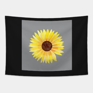 Big Sunflower Watercolor Illustration with an ultimate gray background Tapestry