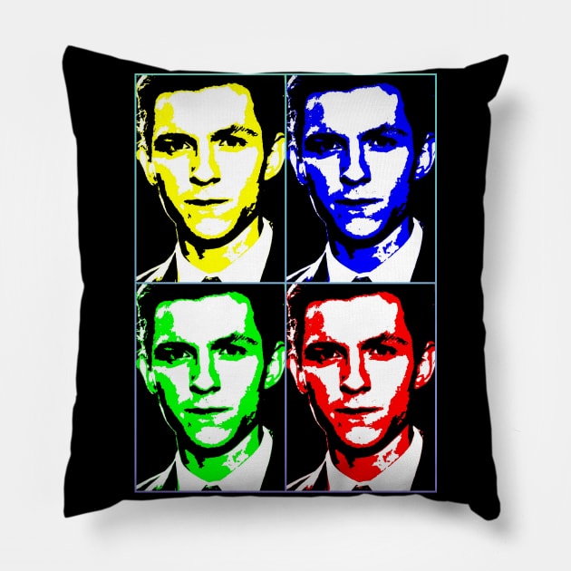 Tom Holland (pop art) Pillow by d1a2n3i4l5