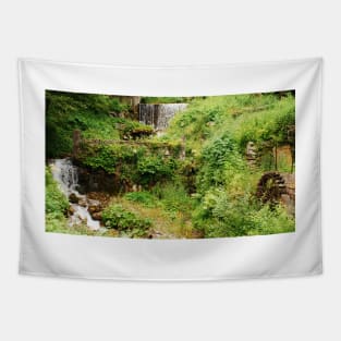 Mill Water Wheel and Stream Tapestry