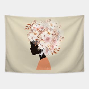 Black Woman in Flower Headdress Tapestry