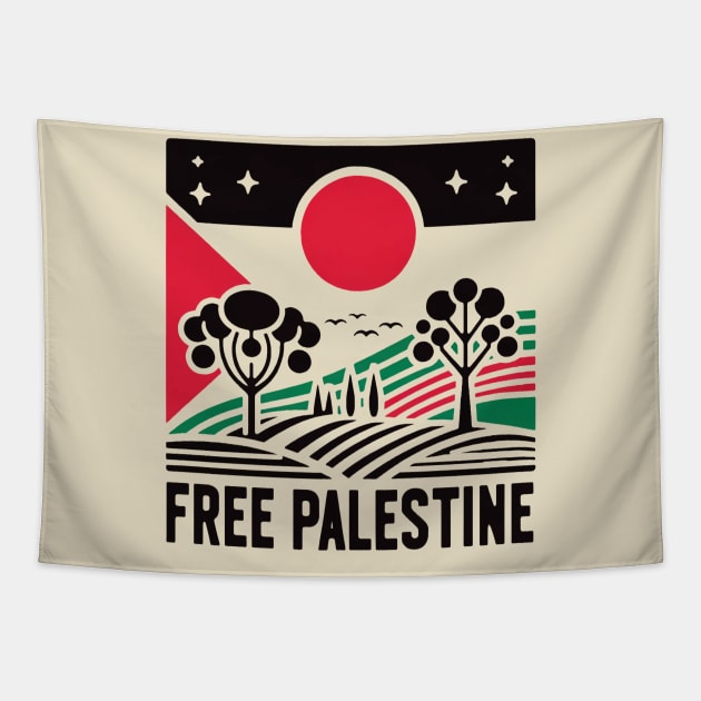 Free Palestine Tapestry by Retro Travel Design