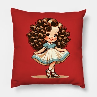 Cute little girl with curly hair Pillow