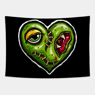 Zombie Heart Stitched Plaster Green Valentines Day Tapestry