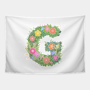 "G" Floral Letter Monogram Tapestry