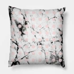 White Marble Concrete Texture Blush Pink Polka Dots Pillow