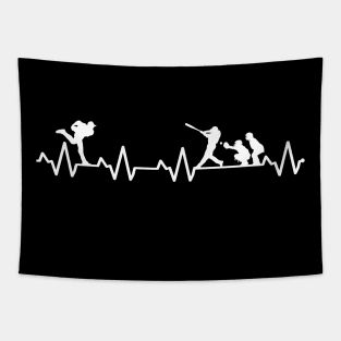 Baseball Pitcher EKG heartrate heartbeat line Baseball Pitcher Baseball Saying Tapestry