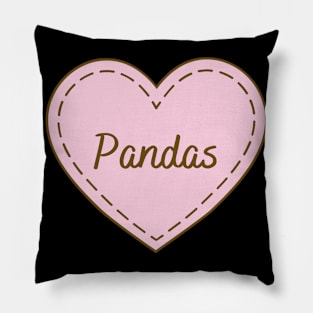 I Love Pandas Simple Heart Design Pillow