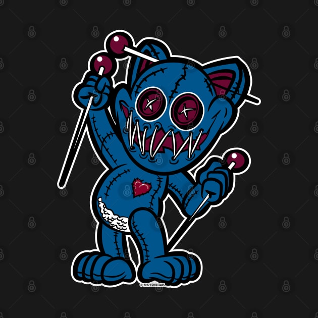 VooDoo Kitty Cat Doll Dark Blue and Burgundy by eShirtLabs