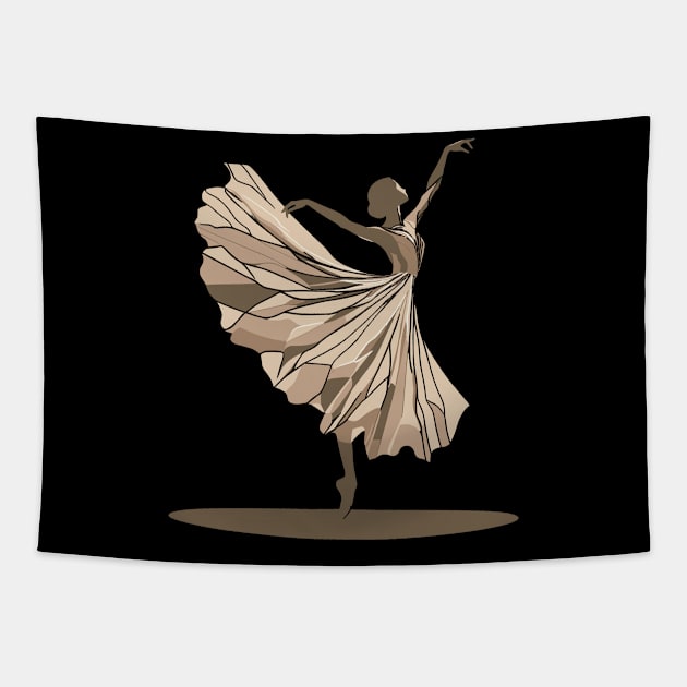 Beautiful ballerina in a golden dress, ballerina vector illustration, tiptoe pose, ballet performer Tapestry by Nora Liak