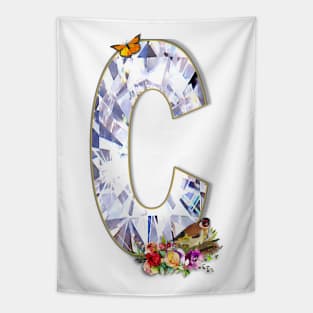 Name Initial Letter C and Golden Finch Tapestry