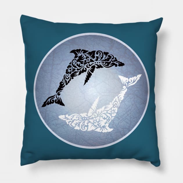 Dolphin Yin Yang Pillow by tsign703