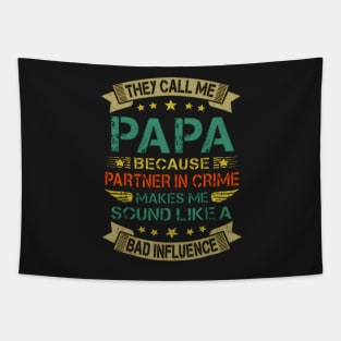 Funny Grandpa Shirts, Papa Partner In Crime Dad Fathers Day Tapestry