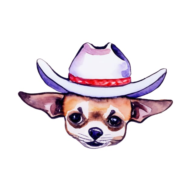 Cowboy Chihuahua Watercolour by EyreGraphic