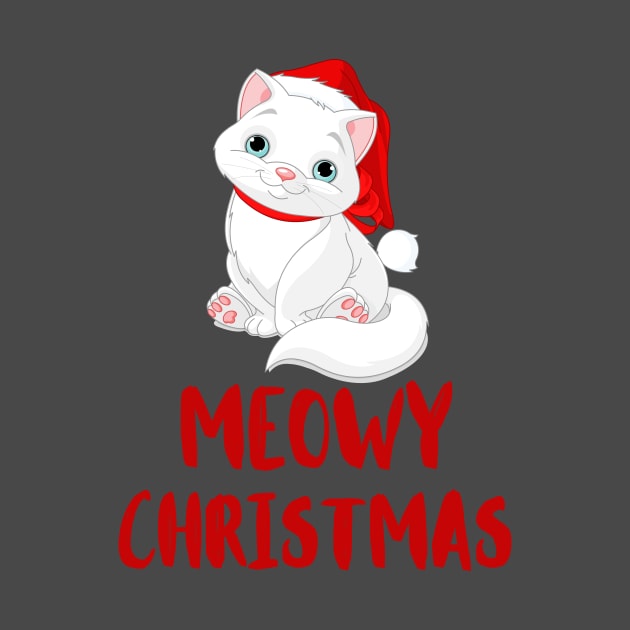 meowy christmas santa cat with bow cute by MGuyerArt