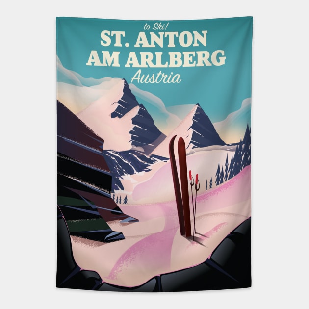 St. Anton am Arlberg Austrian ski Tapestry by nickemporium1