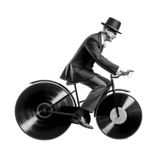 Music Man on a vinyl records bike T-Shirt