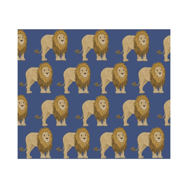 Amazing Lion on navy by ButtonandSquirt