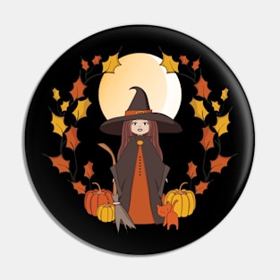 Halloween Autumn Cheeky Witch® Pin