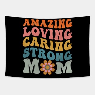 Hippy Retro Groovy Amazing Loving Caring Strong Mom Tapestry