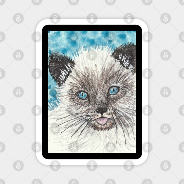 Siamese kitten cat painting Magnet by SamsArtworks