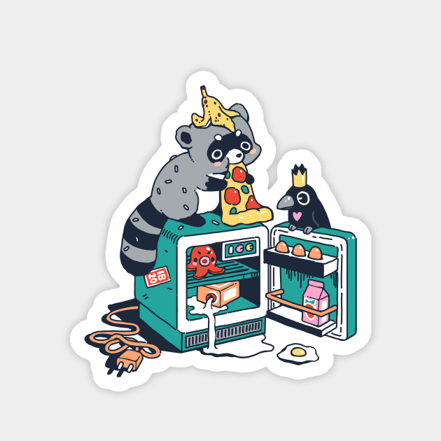 Raccoon and leftovers Magnet by Freeminds