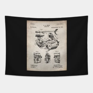 Vintage Revolver Patent - Gun Lover Firearms Shop Art - Antique Tapestry